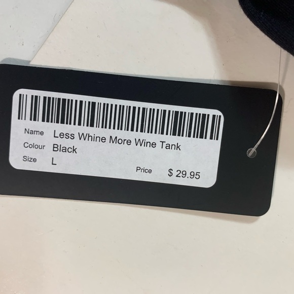 NWT "Less Whine More Wine" Black Tank Top - Picture 4 of 5
